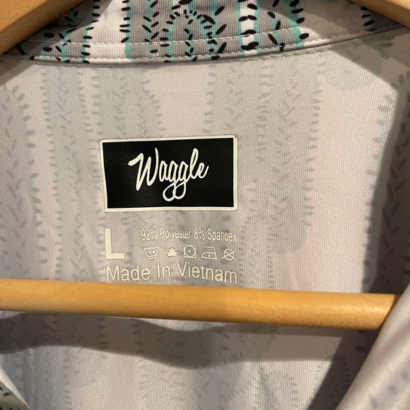 Waggle Mens Gray Cactus Print Polo Golf Shirt L - Picture 2 of 4